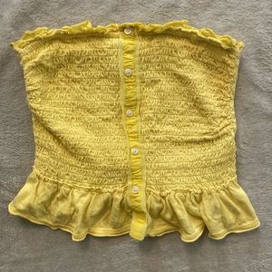 Abercrombie Yellow Cropped Strapless Top